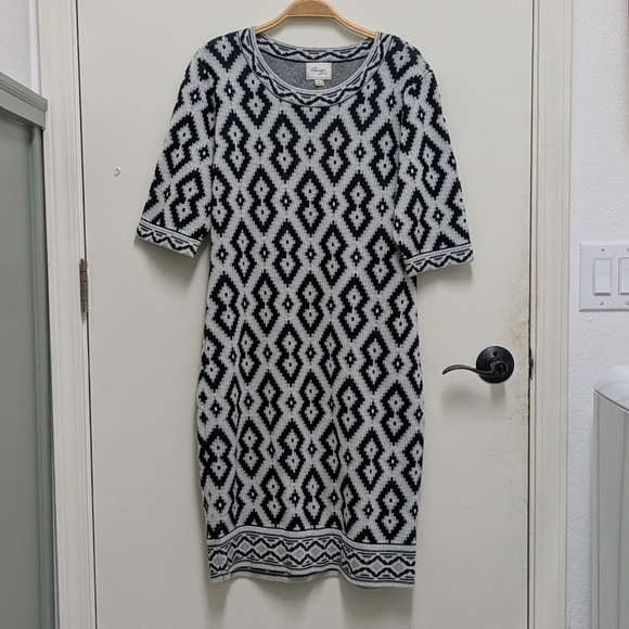 Beige By Eci Sweater Dress Aztec Print Large Midi - Picture 1 of 6